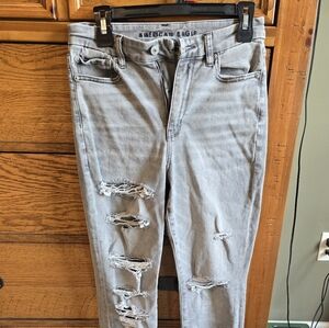 American Eagle Outfitters Light Gray Stretch Jeans Curvy Hi-rise Jeggings